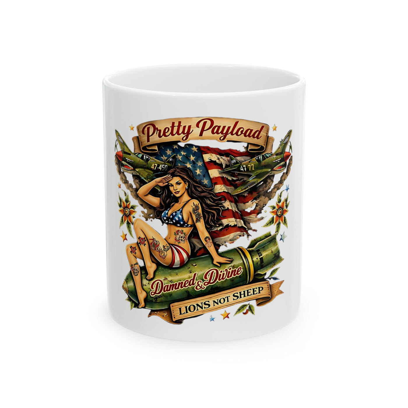 Lions Not Sheep "Pretty Payload" White Mug