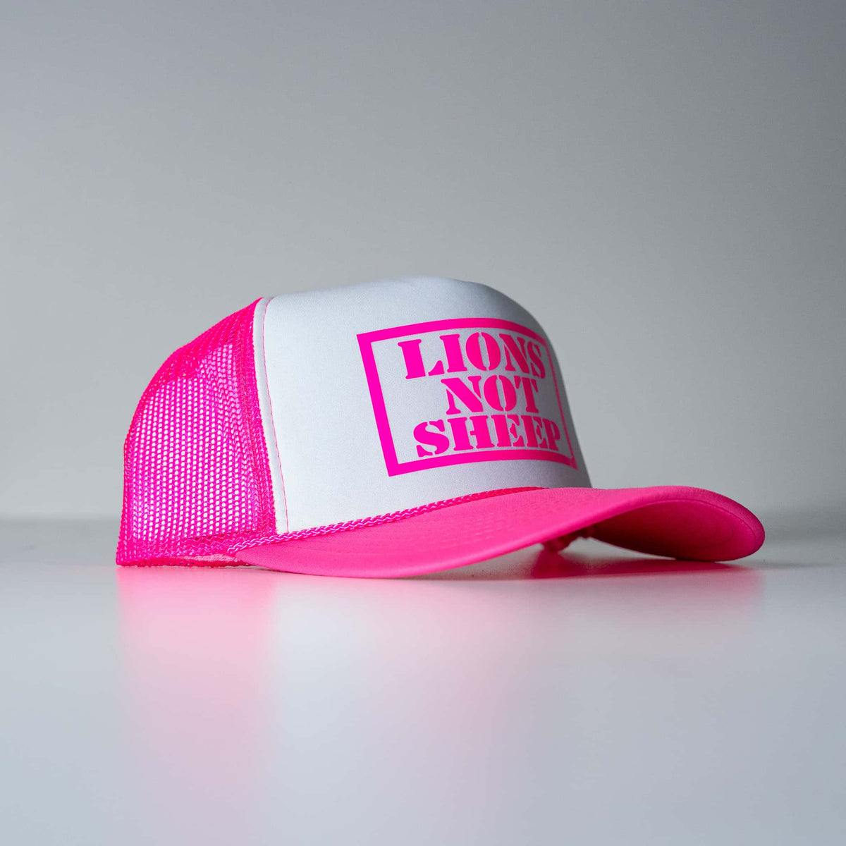 Lions Not Sheep Foam Trucker Hat Pink