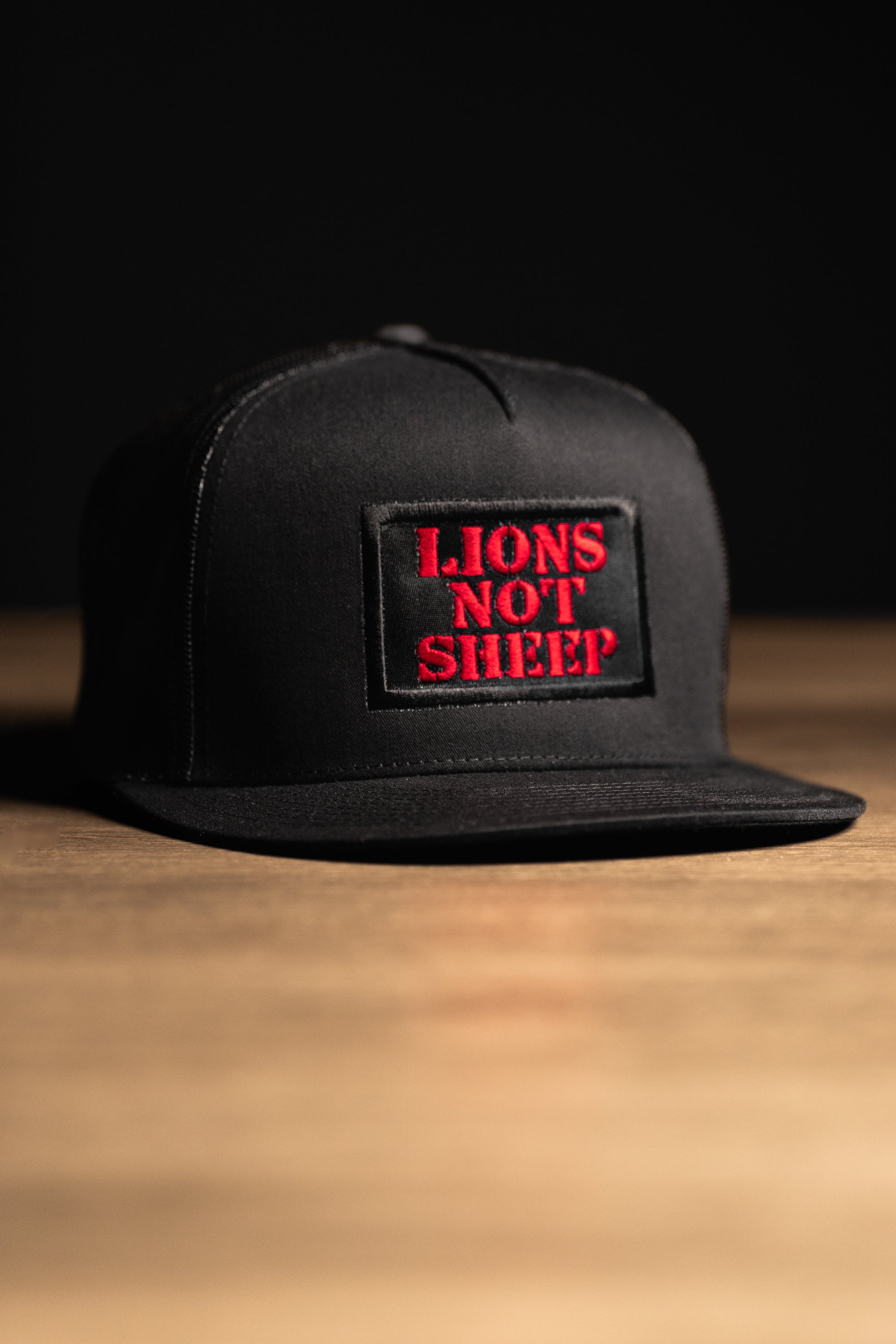 Limited Edition Red/Black Lions Not Sheep "OG" Trucker Hat (Mesh Back) - Lions Not Sheep ®