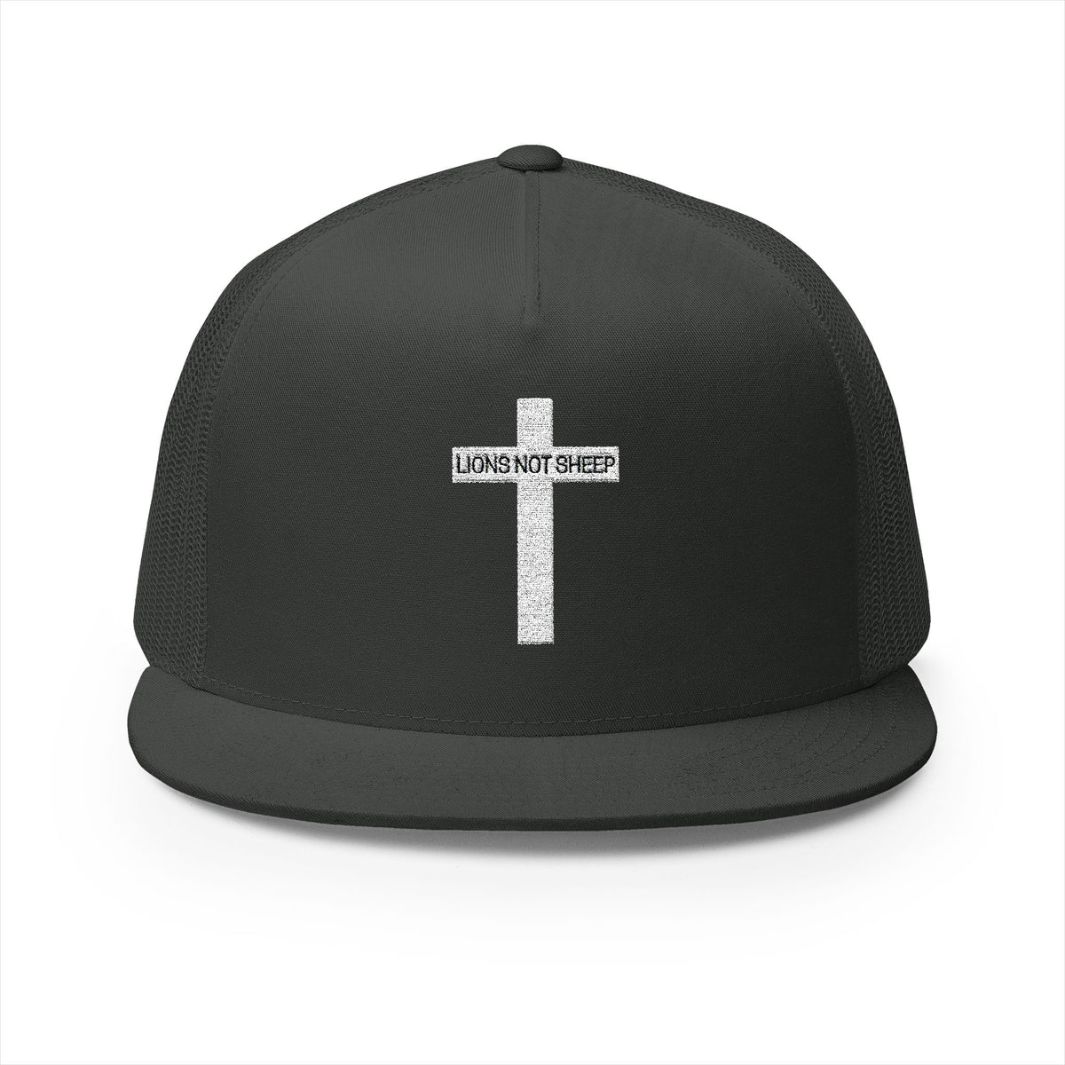 Lions Not Sheep &quot;Cross&quot; 5 Panel Trucker Hat - Dark Version