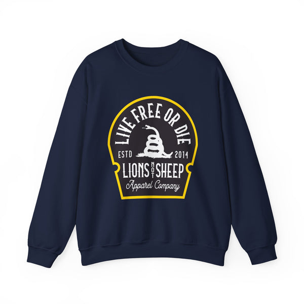 Lions Not Sheep "Live Free or Die" Unisex Crewneck Sweatshirt