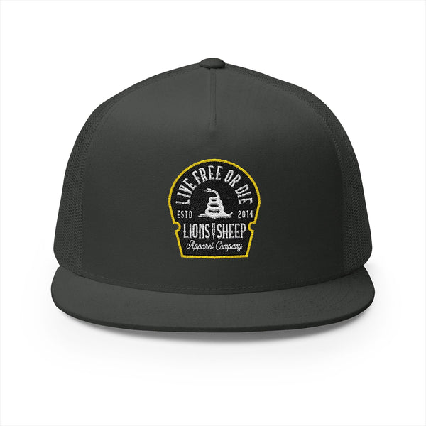 Lions Not Sheep "Live Free or Die" 5 Panel Trucker Hat Old