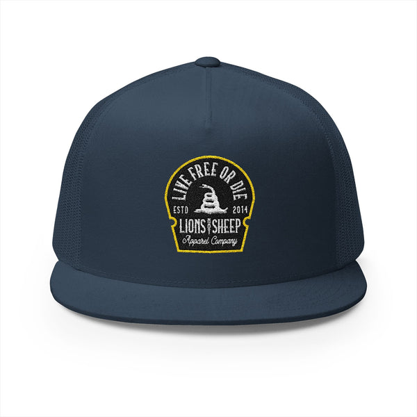 Lions Not Sheep "Live Free or Die" 5 Panel Trucker Hat Old