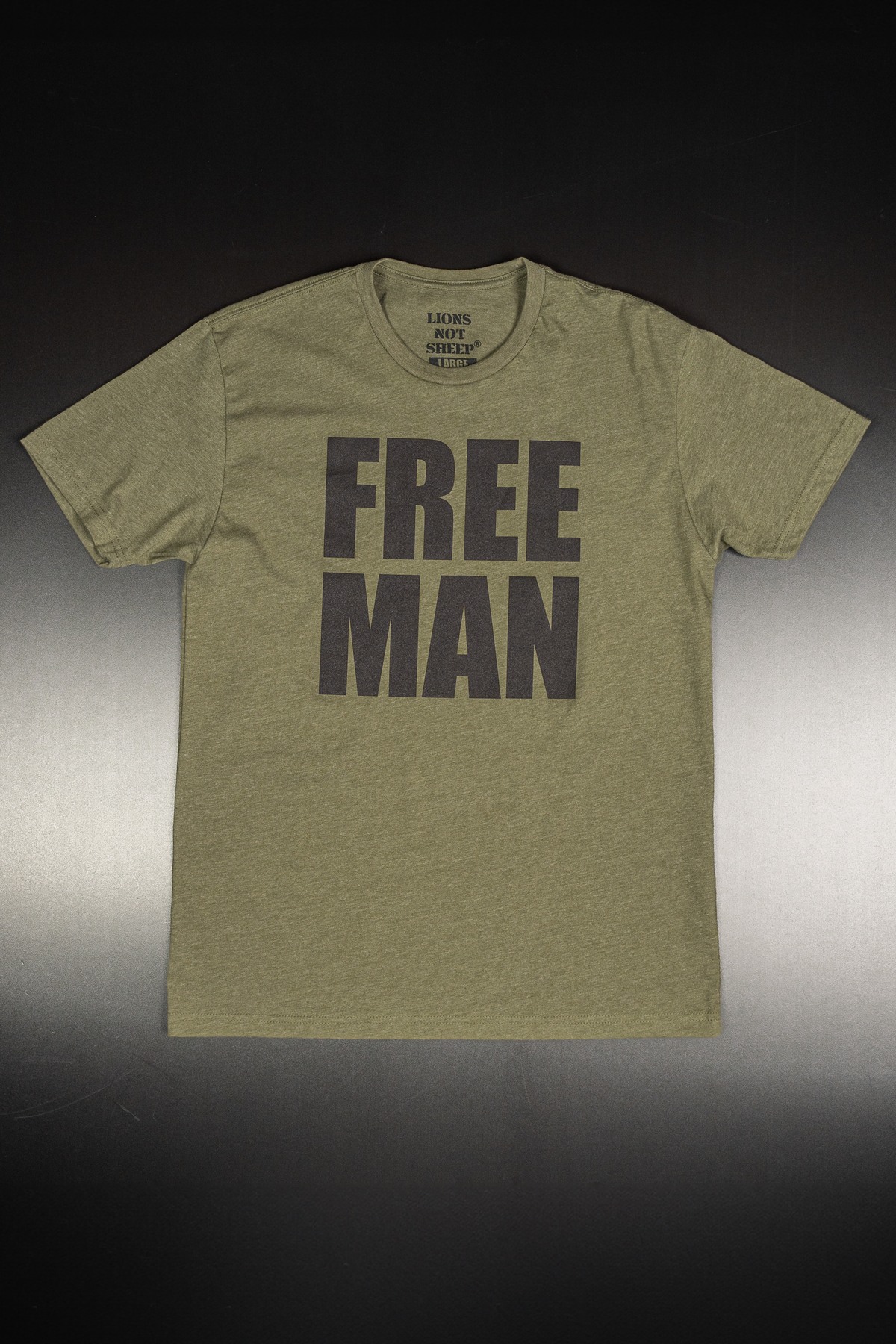 Lions Not Sheep &quot;Free Man&quot; Tee - Military Green