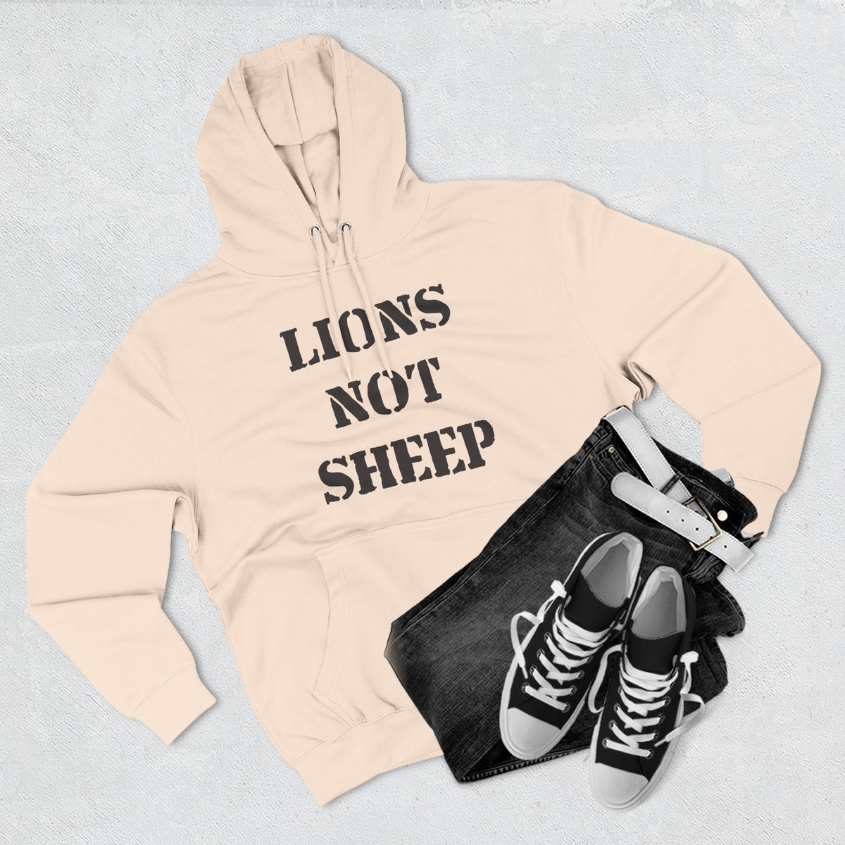 Lions Not Sheep &quot;OG&quot; Three-Panel Fleece Hoodie