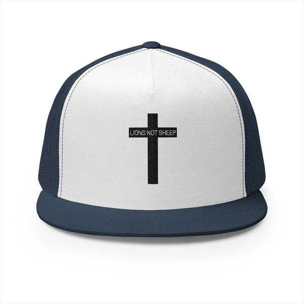 Lions Not Sheep "Cross" 5 Panel Trucker Hat - Light Version Old