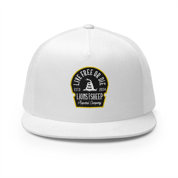 Lions Not Sheep "Live Free or Die" 5 Panel Trucker Hat Old