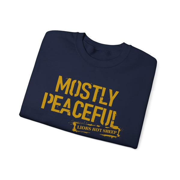 Lions Not Sheep "Mostly Peaceful" Unisex Crewneck Sweatshirt