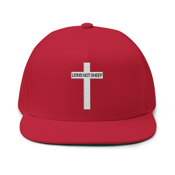 Lions Not Sheep "Cross" Flat Bill Hat - Dark Version Old