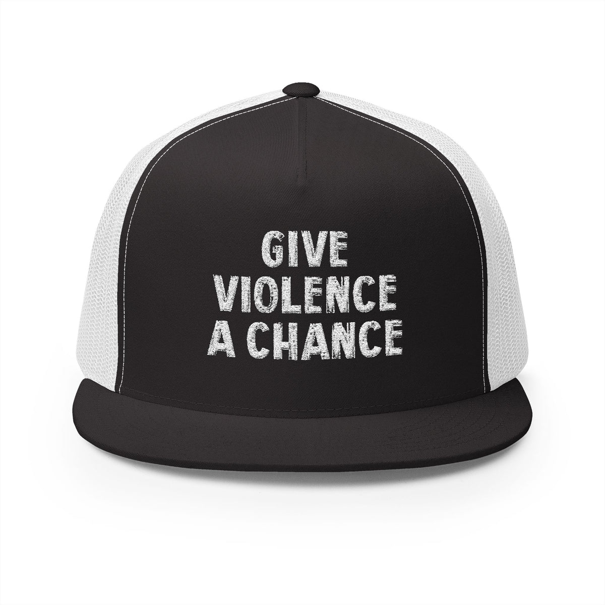 Lions Not Sheep &quot;Give Violence A Chance&quot; 5 Panel Trucker Hat - Dark Version