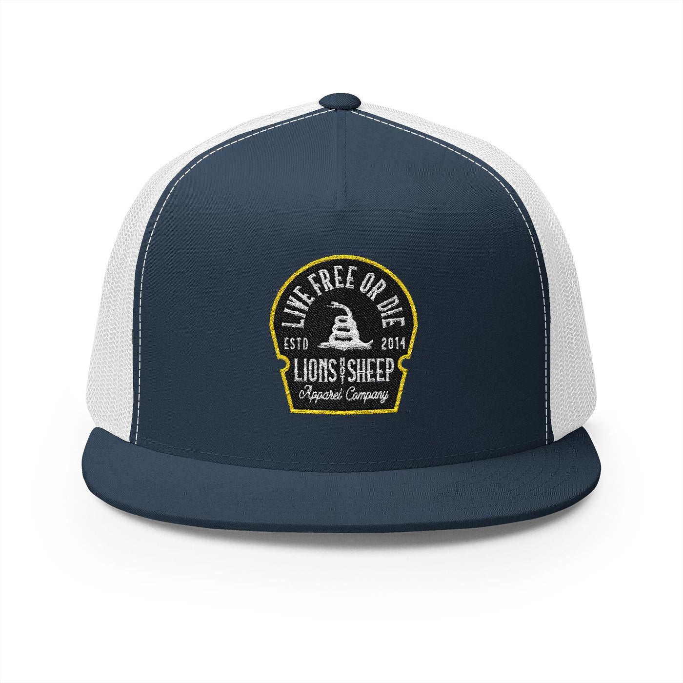 Lions Not Sheep "Live Free or Die" 5 Panel Trucker Hat Old