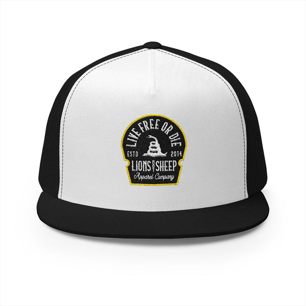 Lions Not Sheep "Live Free or Die" 5 Panel Trucker Hat Old