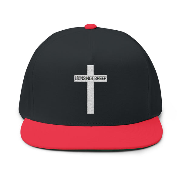 Lions Not Sheep "Cross" Flat Bill Hat - Dark Version Old
