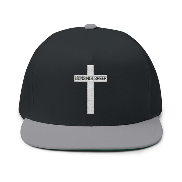 Lions Not Sheep "Cross" Flat Bill Hat - Dark Version Old