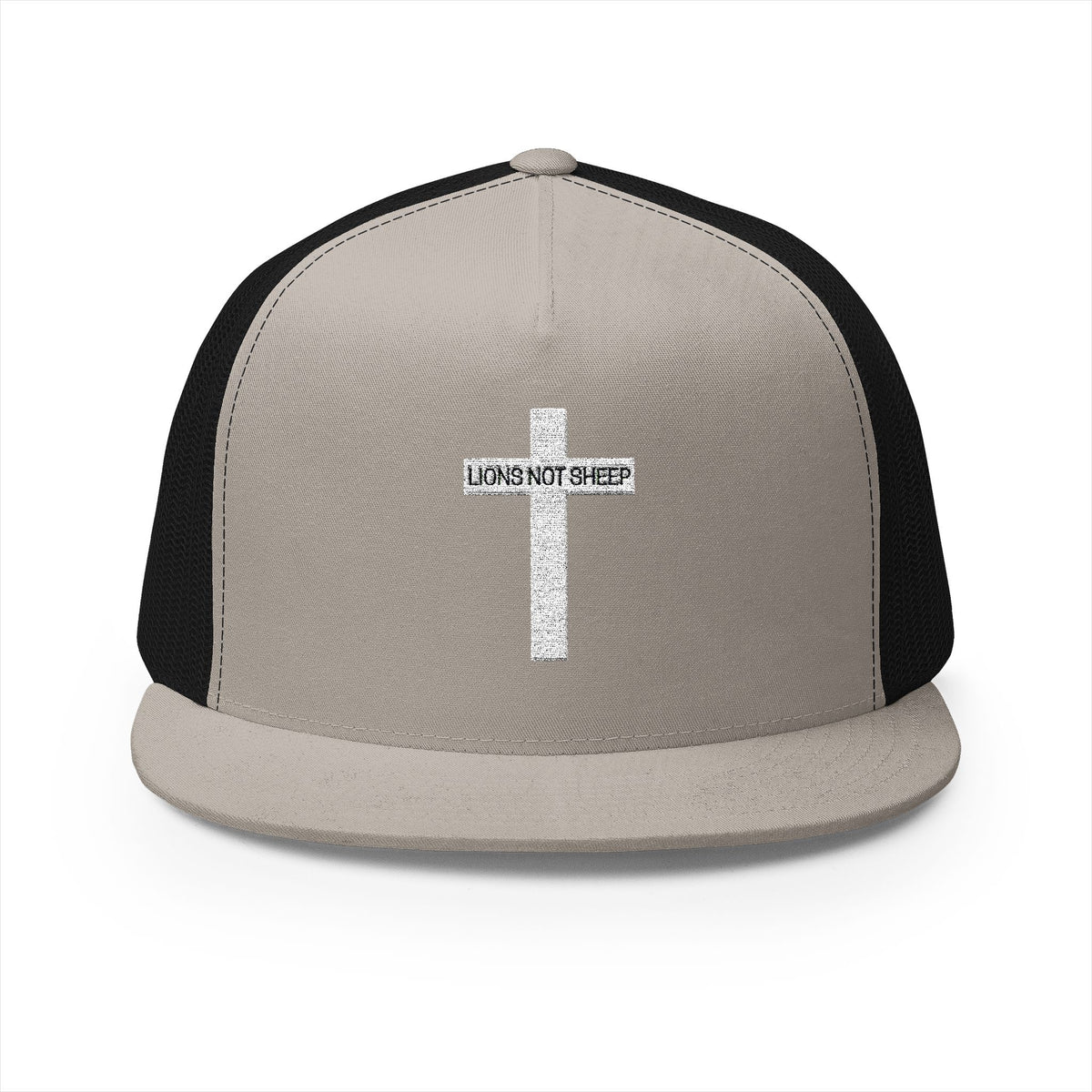 Lions Not Sheep &quot;Cross&quot; 5 Panel Trucker Hat - Dark Version