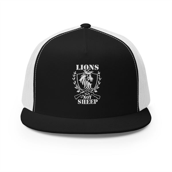 Lions Not Sheep "Rifle" 5 Panel Trucker Hat - Dark Version Old