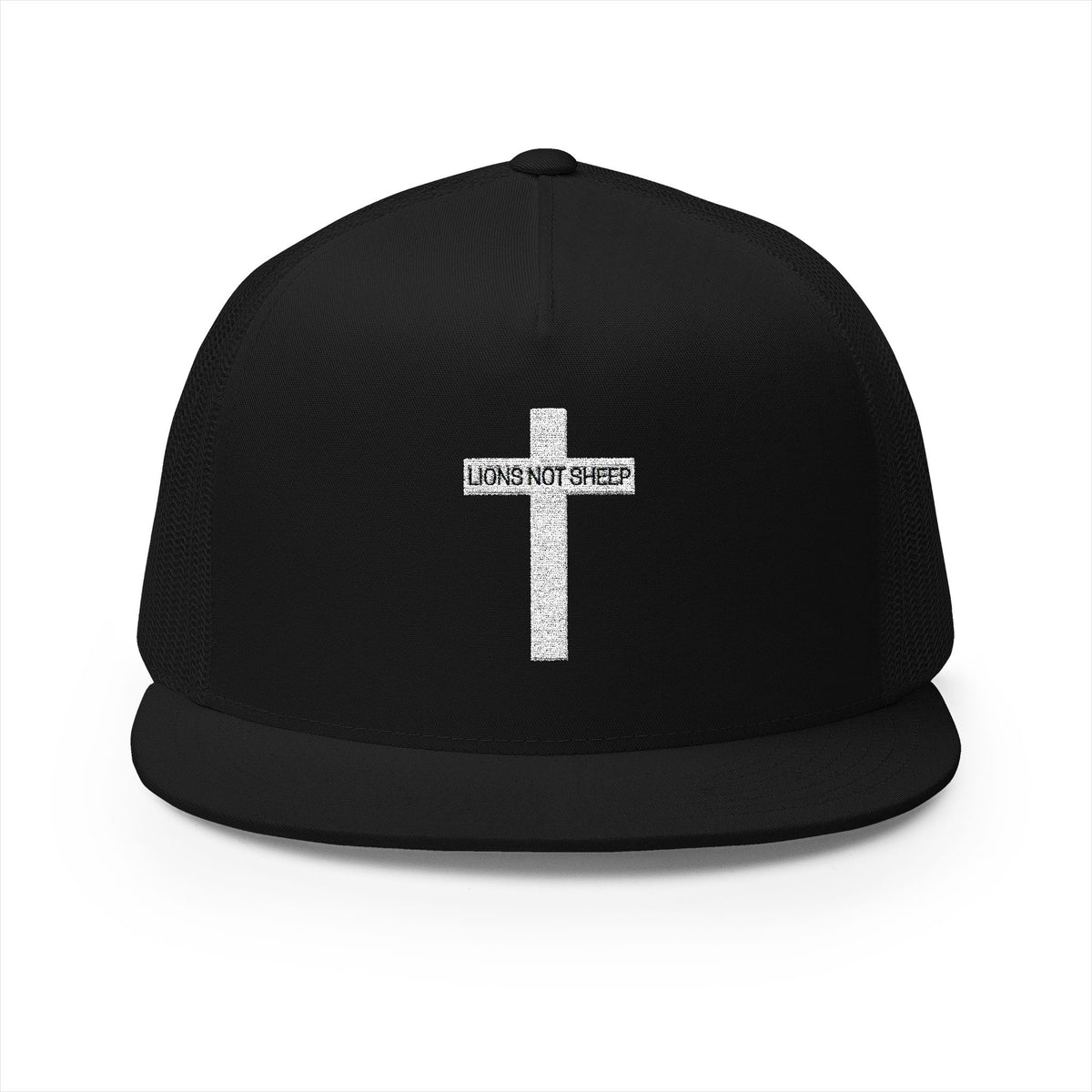 Lions Not Sheep &quot;Cross&quot; 5 Panel Trucker Hat - Dark Version