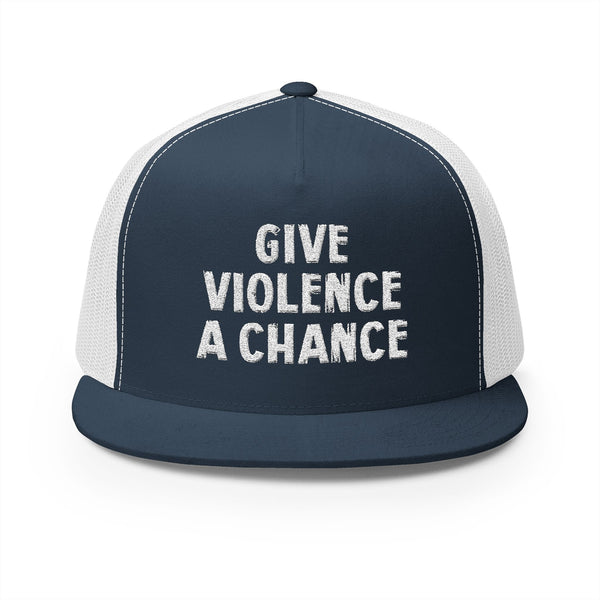 Lions Not Sheep "Give Violence A Chance" 5 Panel Trucker Hat - Dark Version Old