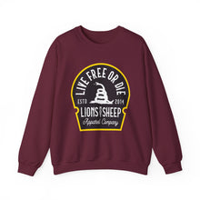 Lions Not Sheep "Live Free or Die" Unisex Crewneck Sweatshirt