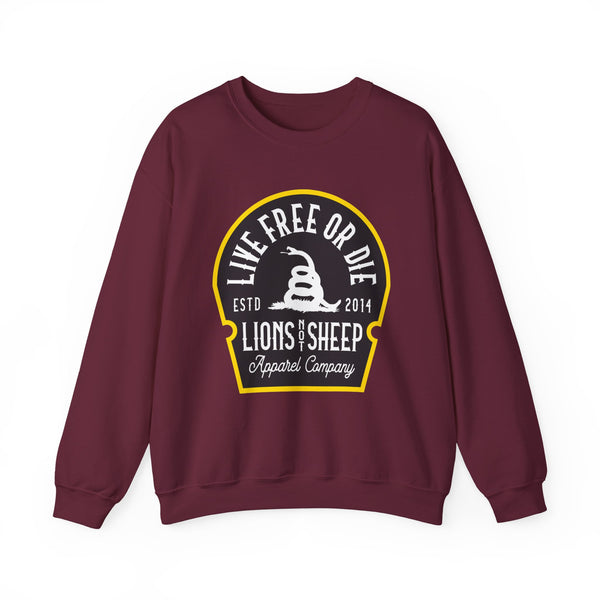 Lions Not Sheep "Live Free or Die" Unisex Crewneck Sweatshirt