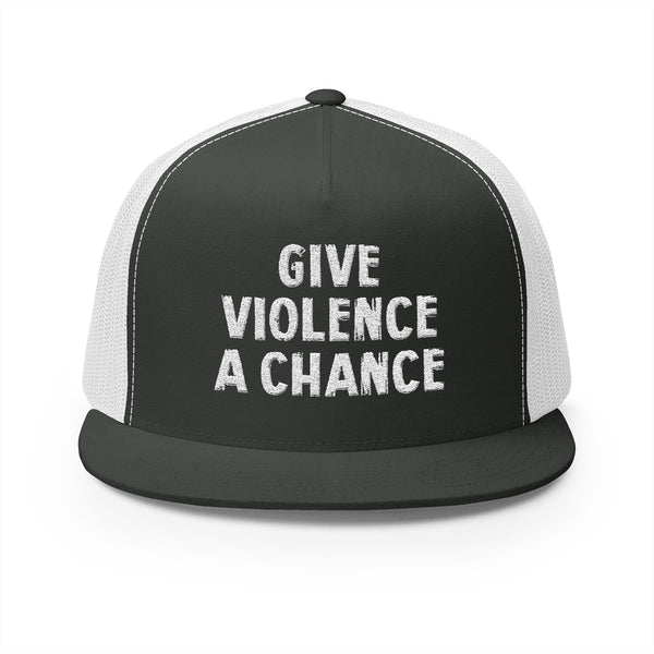 Lions Not Sheep "Give Violence A Chance" 5 Panel Trucker Hat - Dark Version Old