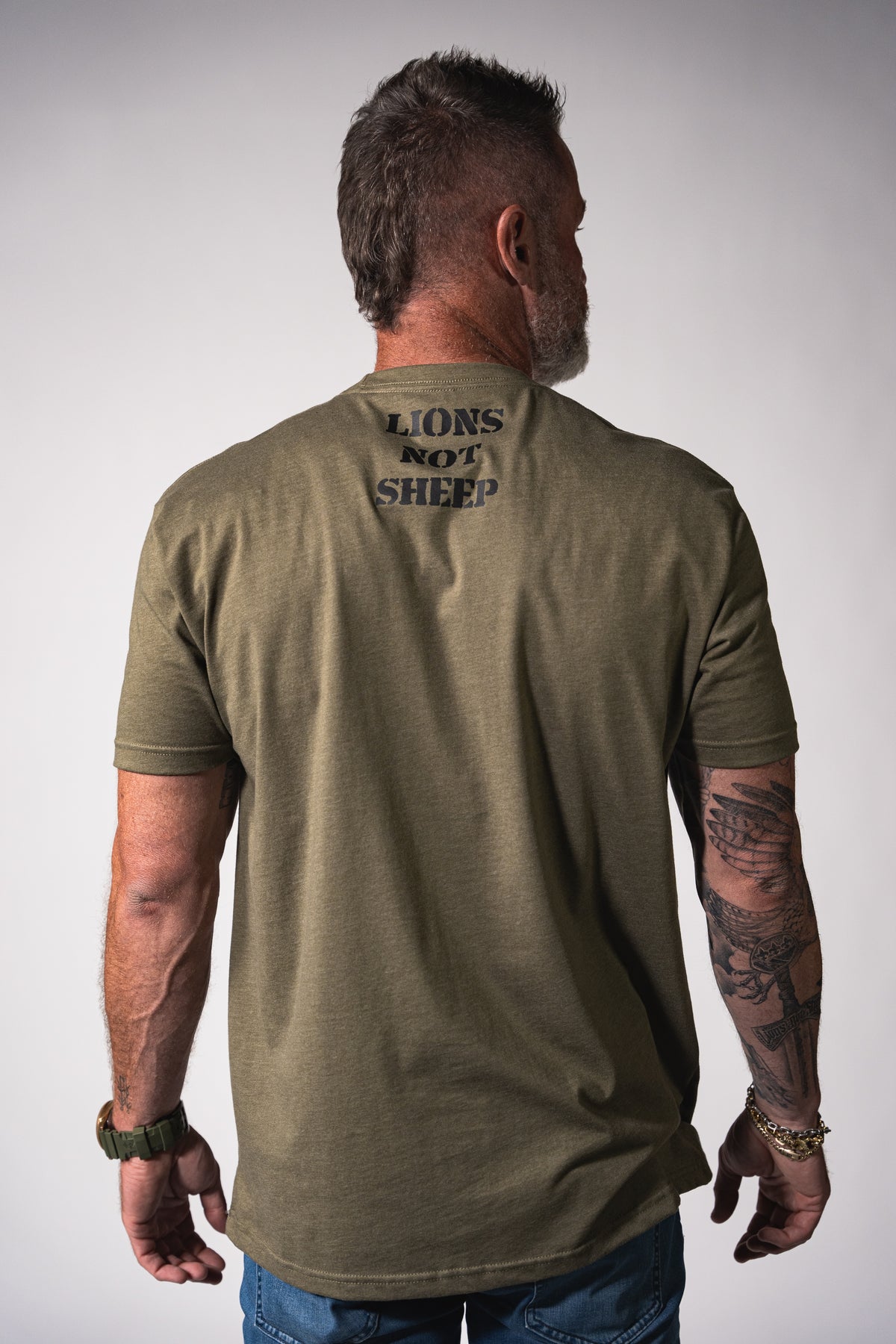 Lions Not Sheep &quot;Free Man&quot; Tee - Military Green
