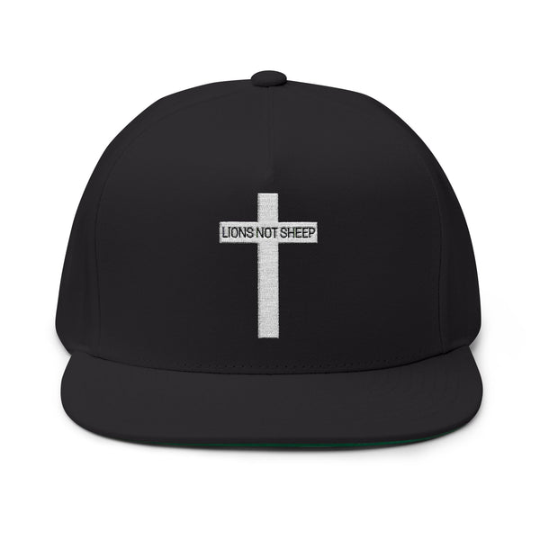 Lions Not Sheep "Cross" Flat Bill Hat - Dark Version Old