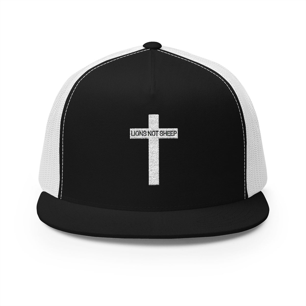 Lions Not Sheep &quot;Cross&quot; 5 Panel Trucker Hat - Dark Version