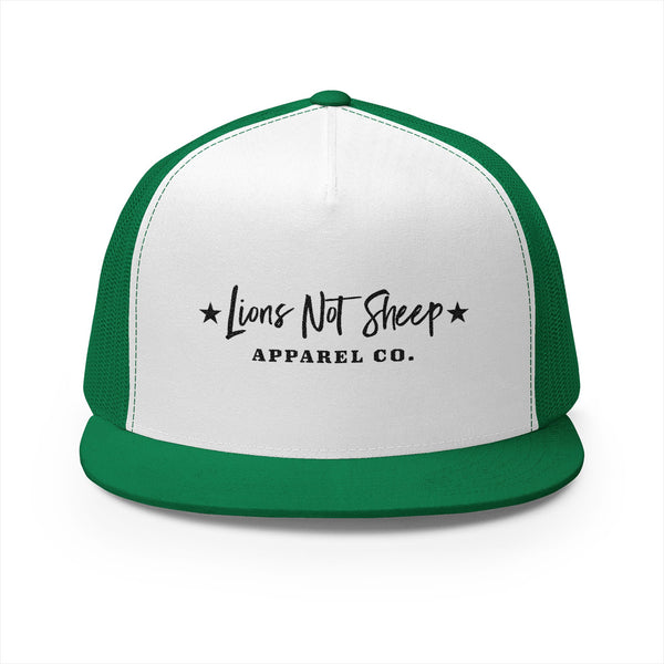 Lions Not Sheep "Apparel Co." 5 Panel Trucker Hat - Light Version Old