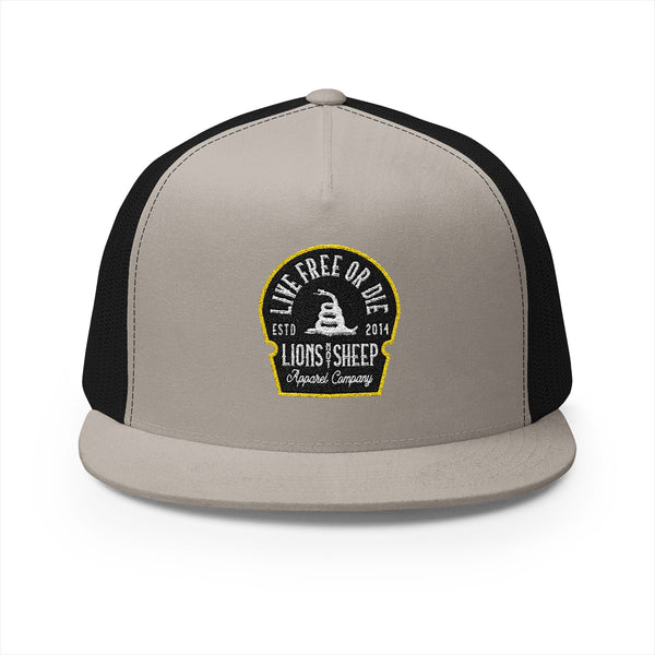 Lions Not Sheep "Live Free or Die" 5 Panel Trucker Hat Old