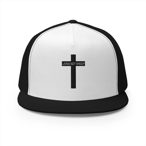 Lions Not Sheep "Cross" 5 Panel Trucker Hat - Light Version Old