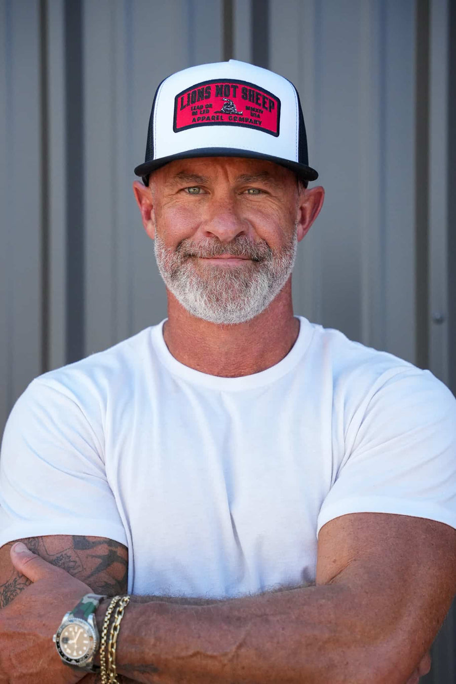 Lions Not Sheep "Lead From the Front" Trucker Hat - White/Black