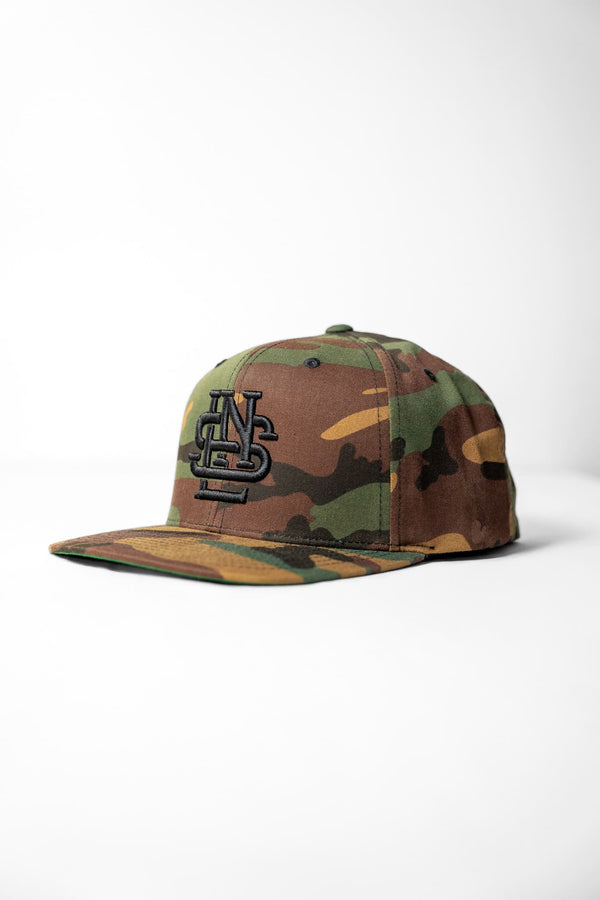 LNS Monogram Snapback - Woodland Camo/Black