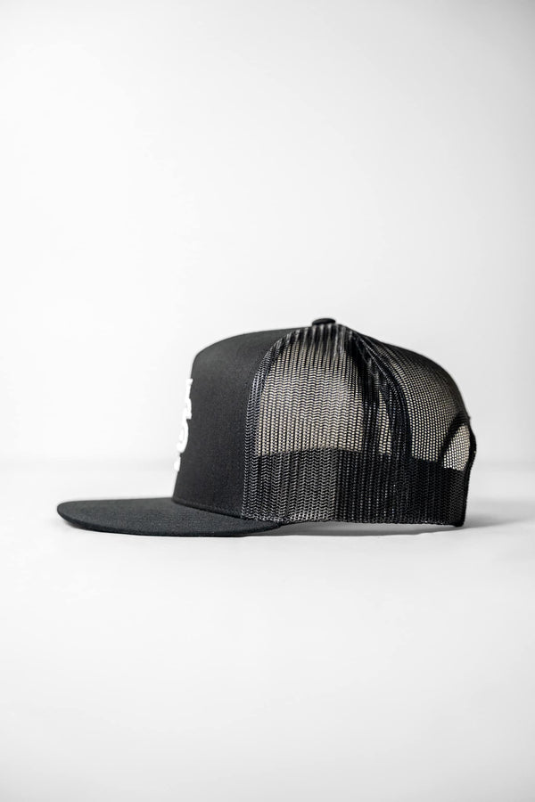 LNS Embroidered Monogram Trucker - Black/White