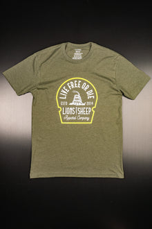 Lions Not Sheep "Live Free or Die" Tee - Military Green