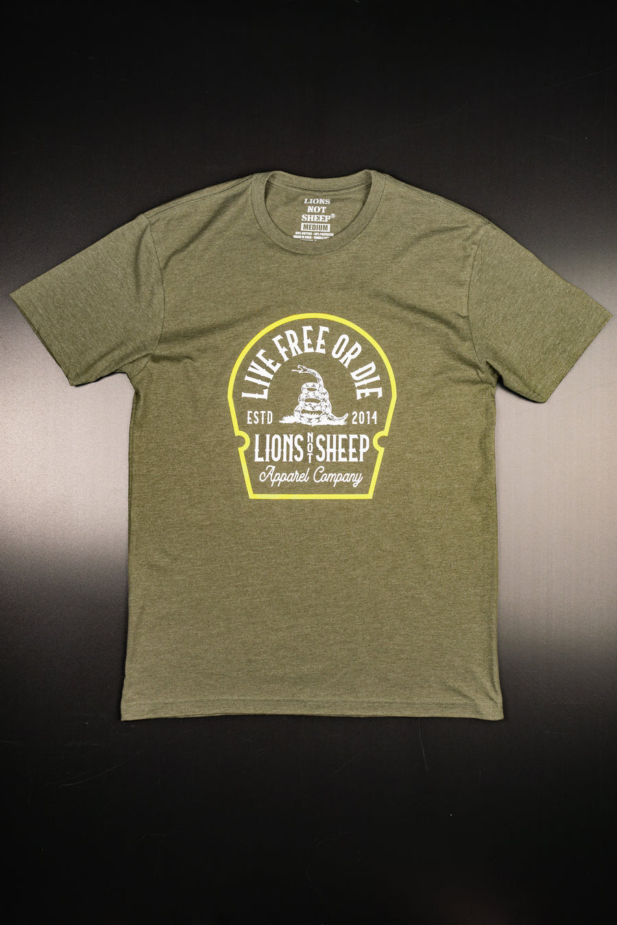 Lions Not Sheep "Live Free or Die" Tee - Military Green