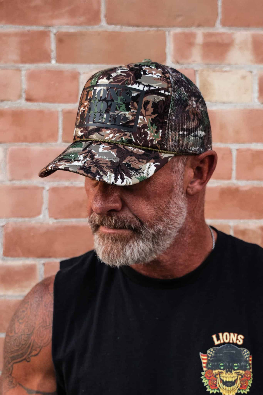 Lions Not Sheep Foam Trucker Hat Forest Camo