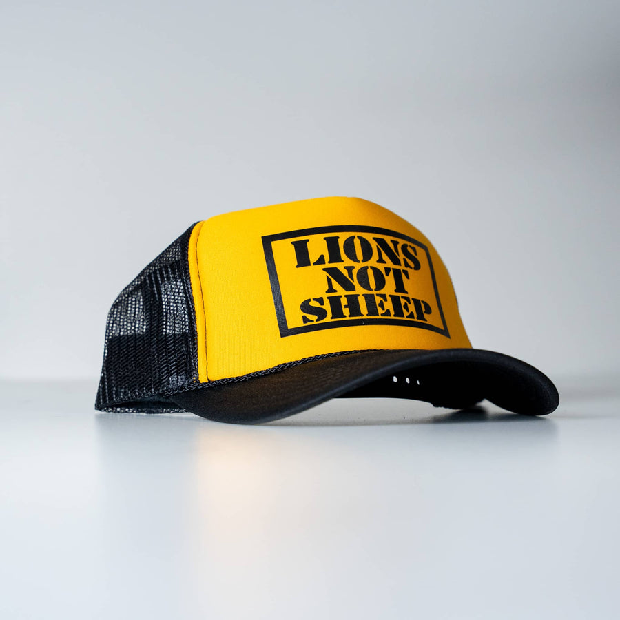 Lions Not Sheep Foam Trucker Hat Orange-Yellow