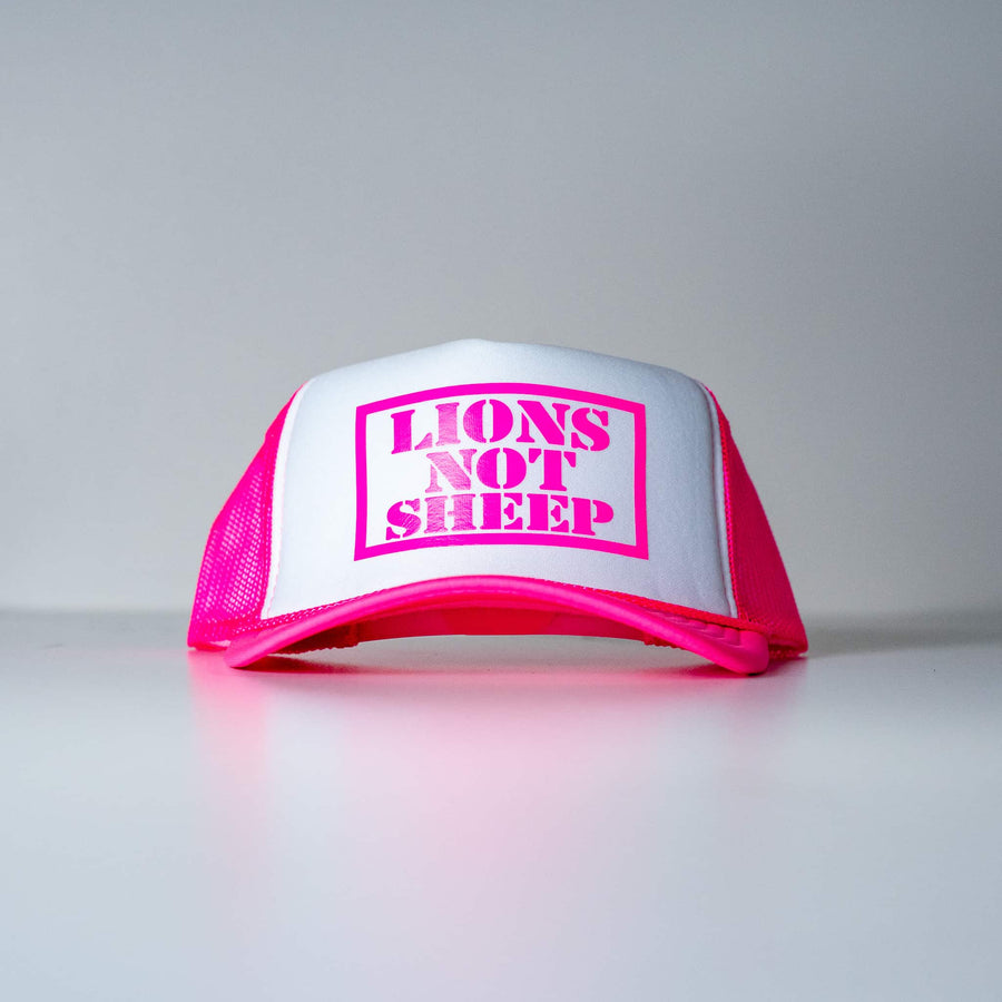 Lions Not Sheep Foam Trucker Hat Pink