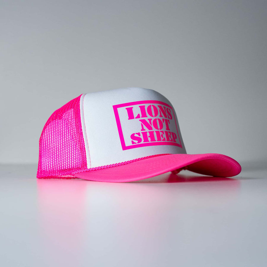 Lions Not Sheep Foam Trucker Hat Pink