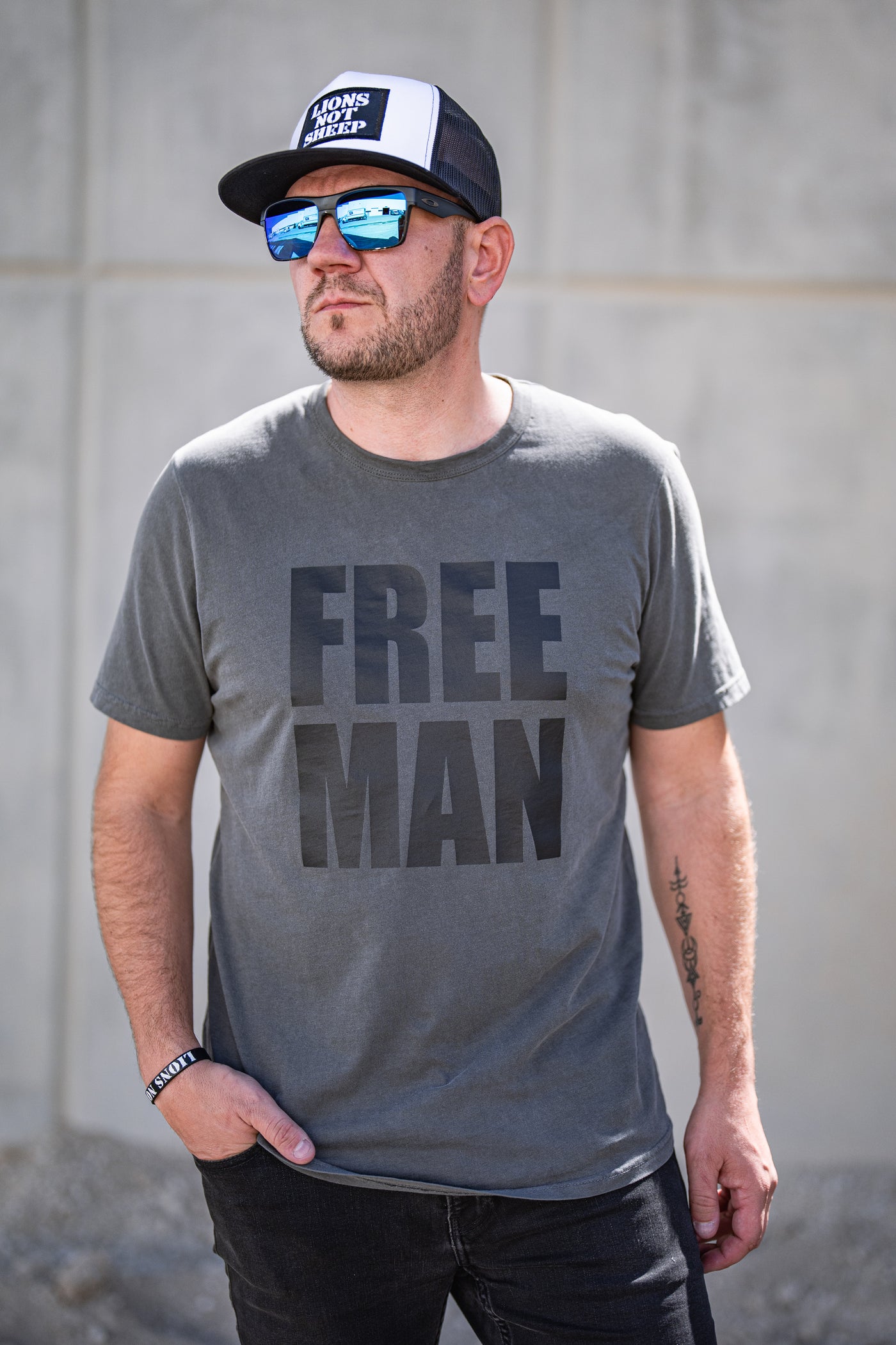 Lions Not Sheep "Free Man" Premium USA Tee - Smoke Edition