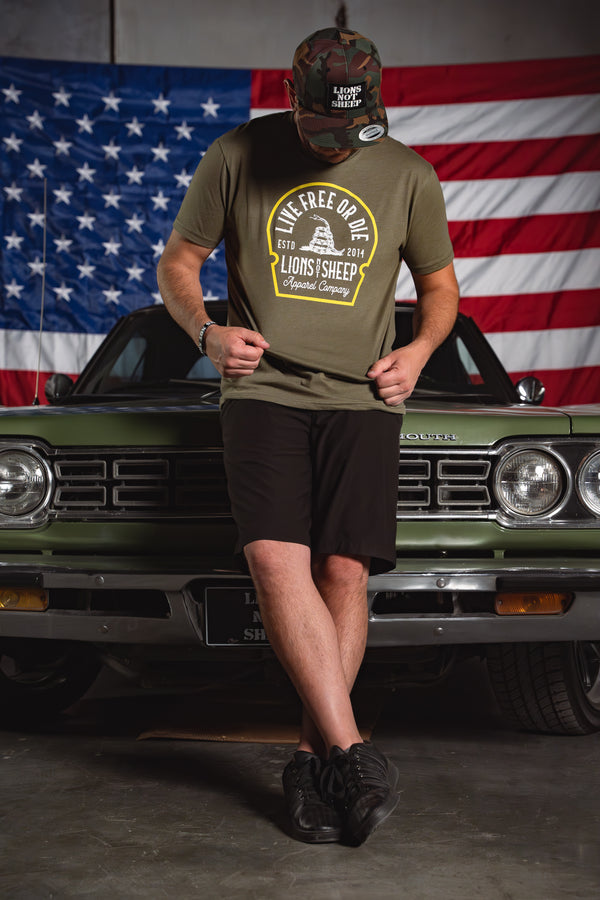 Lions Not Sheep "Live Free or Die" Tee - Military Green