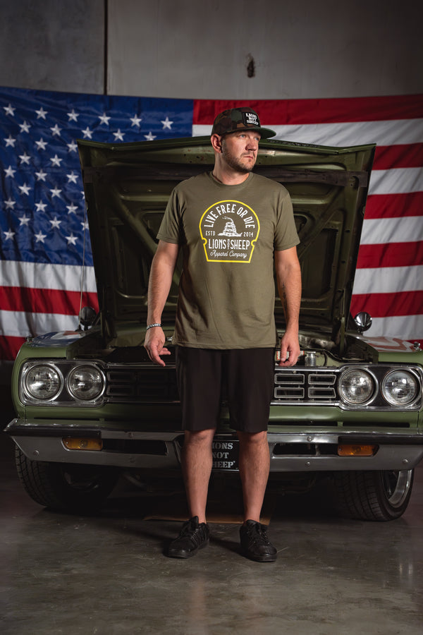 Lions Not Sheep "Live Free or Die" Tee - Military Green