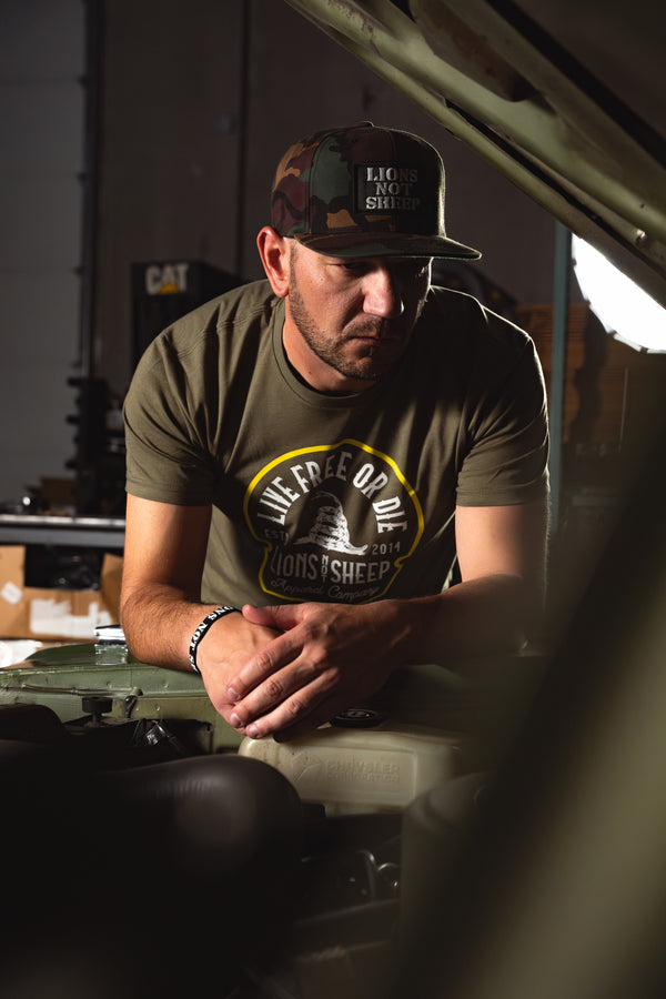 Lions Not Sheep "Live Free or Die" Tee - Military Green
