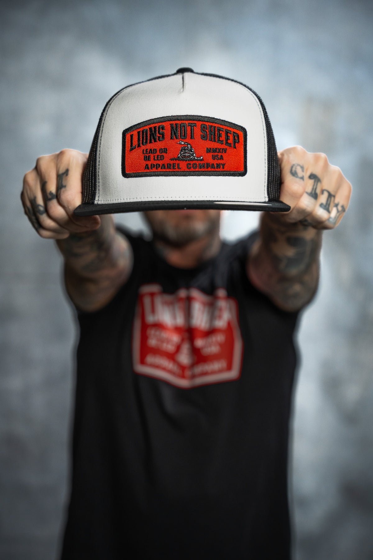 LEAD FROM THE FRONT Hat (White/Black/Red) - Lions Not Sheep ®