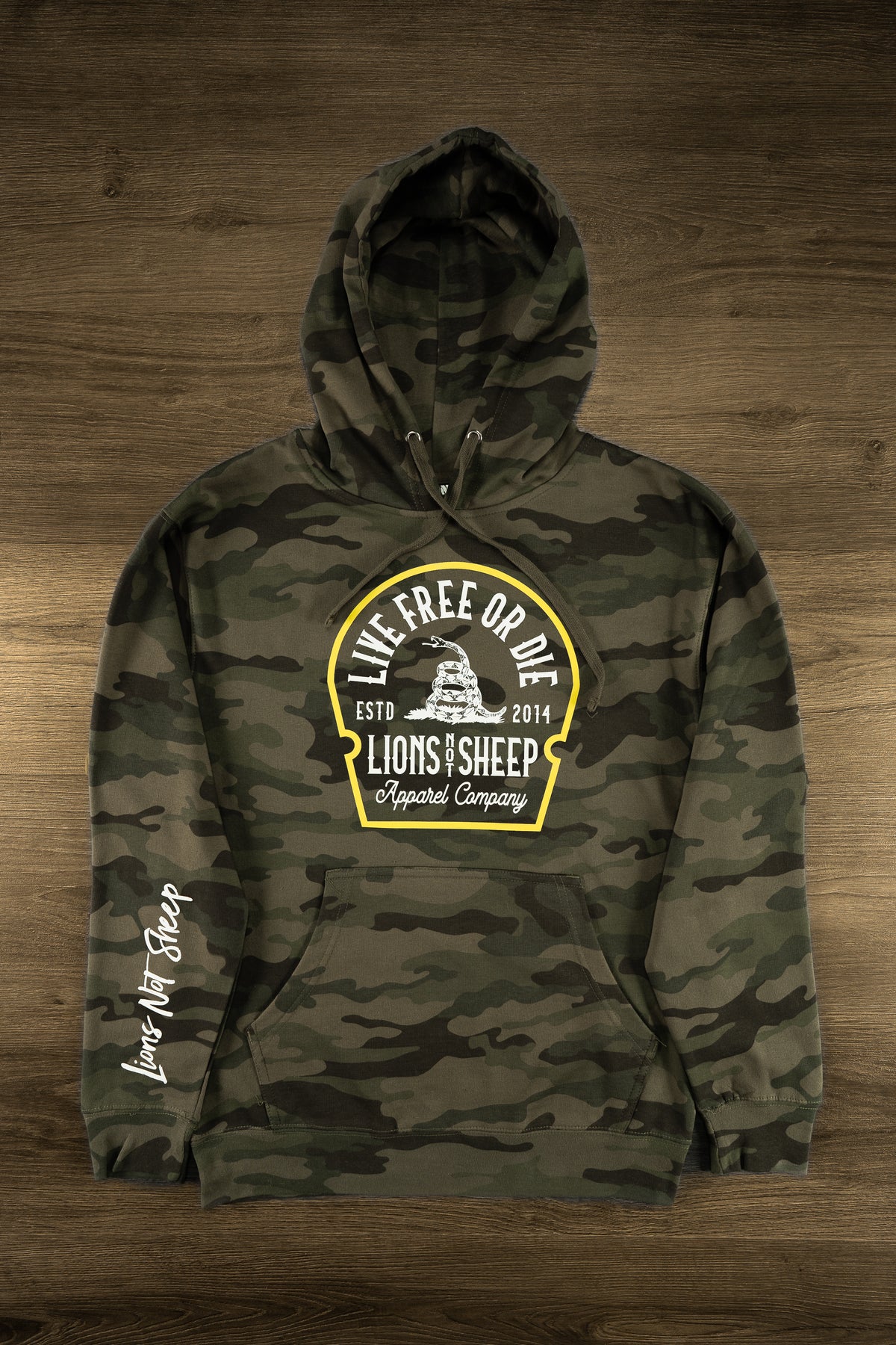 Live Free or Die Green Camo Hoodie - Lions Not Sheep ®