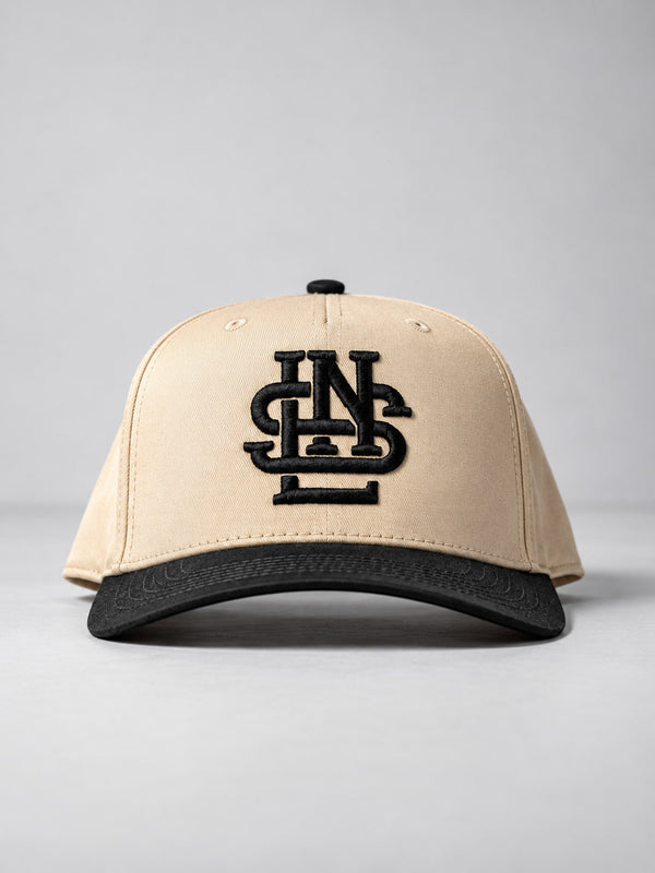 LNS Monogram Snapback - Cream/Black