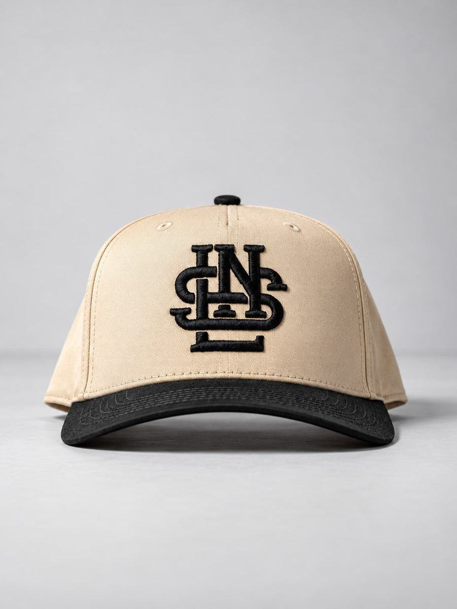 LNS Monogram Snapback - Cream/Black