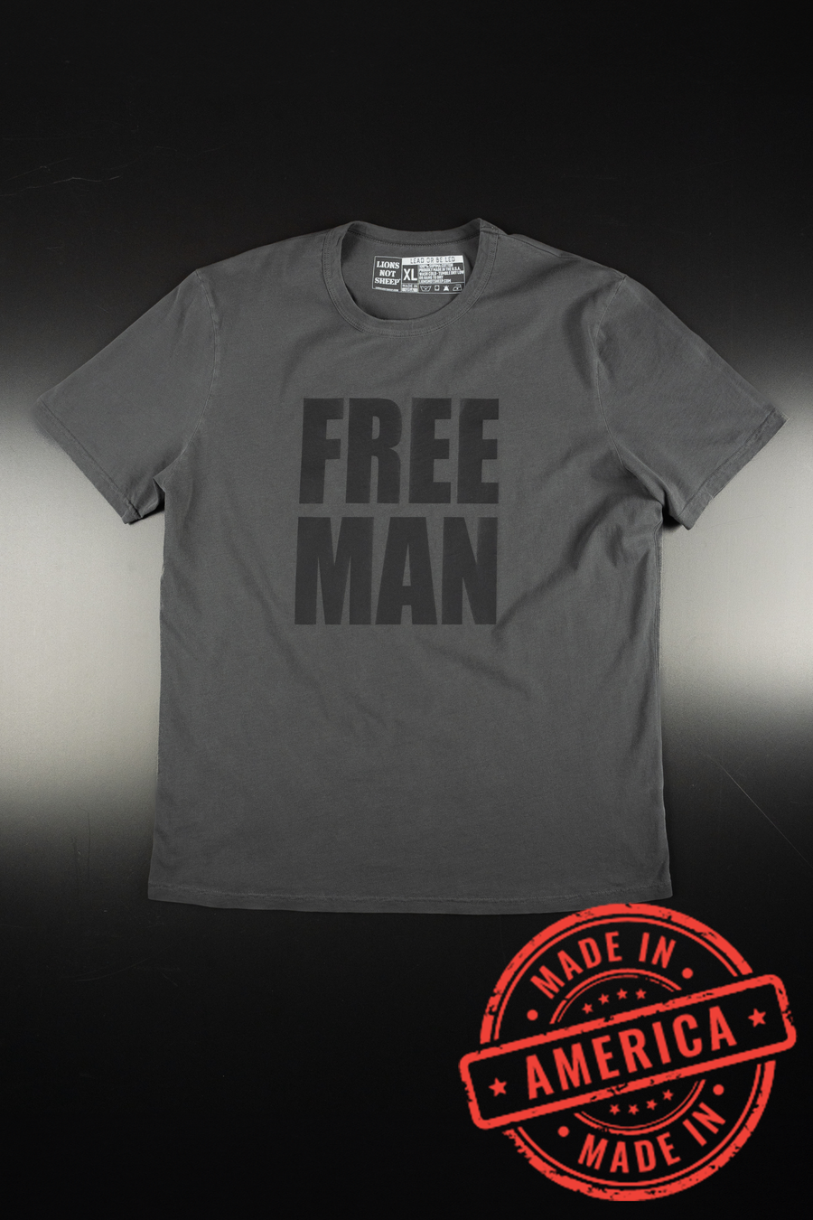 Lions Not Sheep "Free Man" Premium USA Tee - Smoke Edition