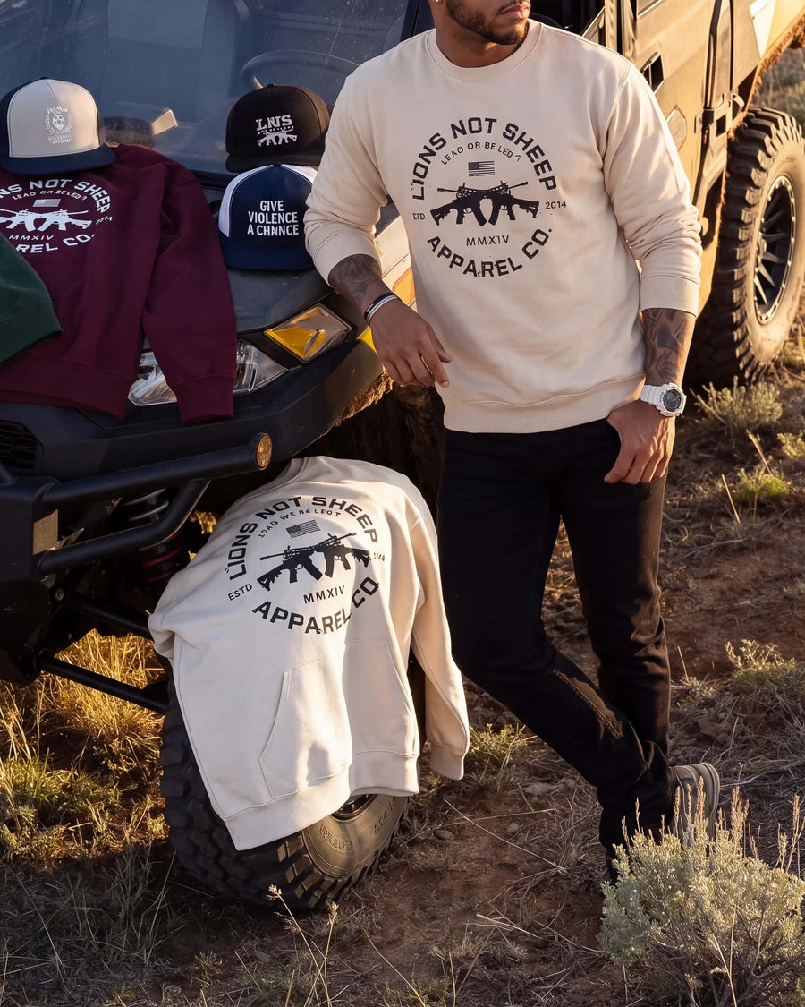 Lions Not Sheep "Cross Guns" Unisex Crewneck Sweatshirt